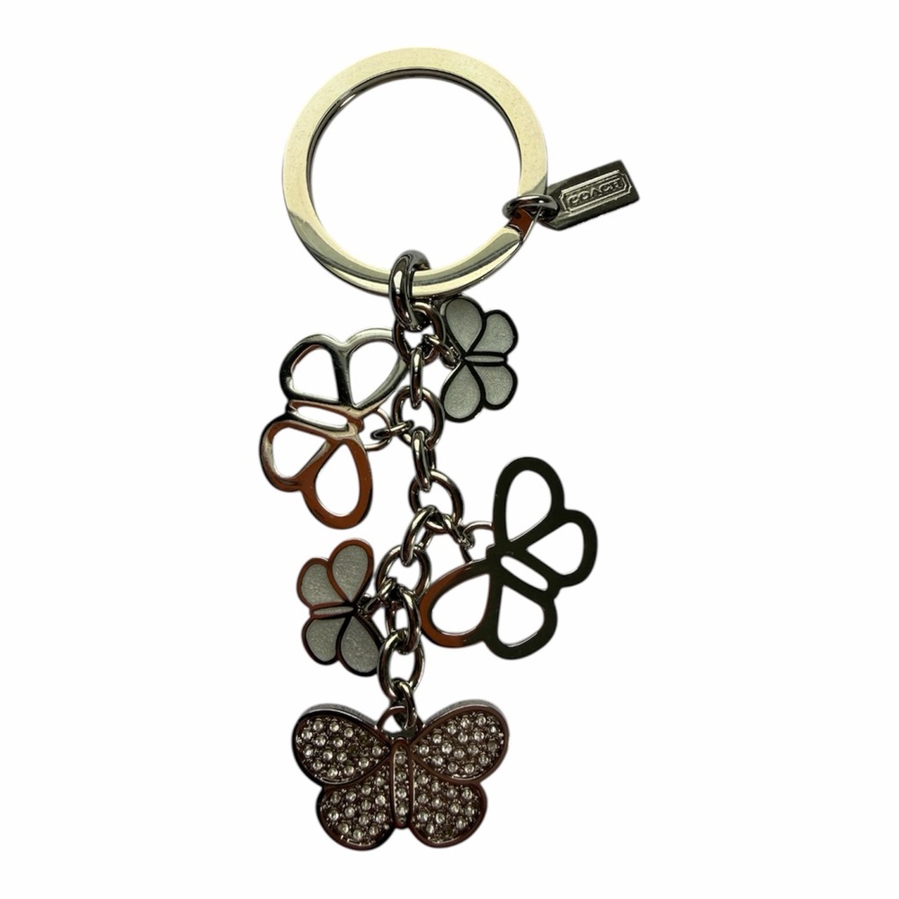 Vintage COACH Multi Butterfly Crystal & Metallic Keychain Purse Charm Like New